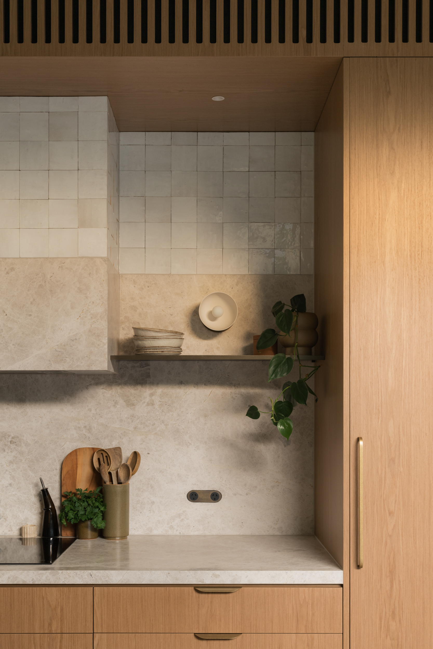 Timber veneer, zellige tile, natural stone, ZETR, Proske